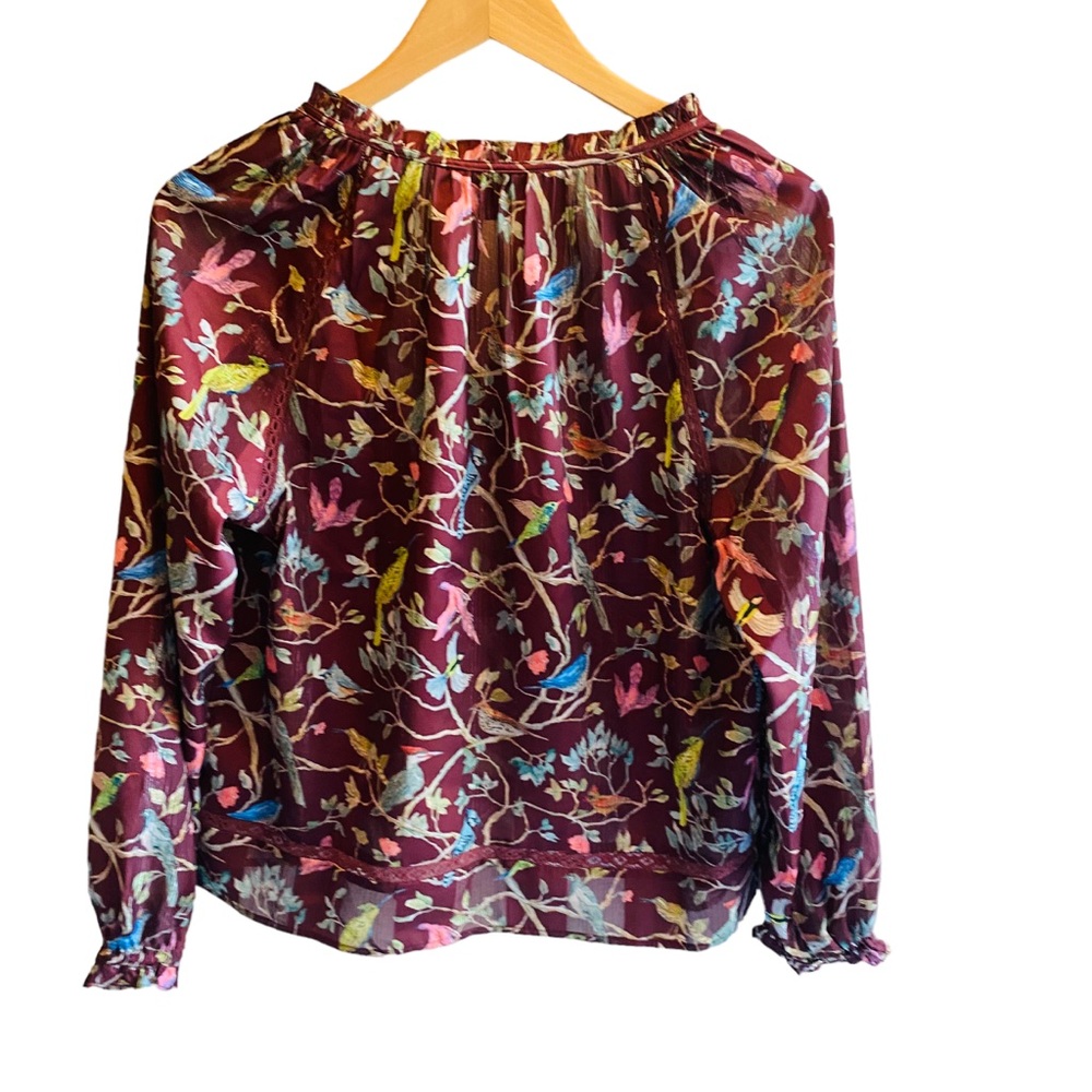 J. Crew Point Sur NWT Bird Menagerie Ruffle Metallic Laced Peasant Blouse - Picture 4 of 7